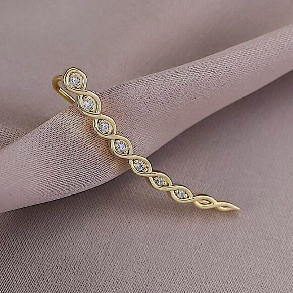 Gold Zircon Ear Climber - Picture 2 of 5